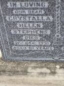 parents;
Crystalla Helen STEPHENS,
died 11 Dec 1931 aged 61 years;
Alfred George STEPHENS,
died 29 Dec 1929 aged 57 years;
Ma Ma Creek Anglican Cemetery, Gatton shire
