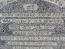 William F. KAJEWSKI, husband father,
died 18 Jan 1941 aged 68 years;
Lucy Cecilia KAJEWSKI,
died 8 Apr 1957 aged 70 years;
Betty KAJEWSKI, daughter sister,
died 2 Nov 1953 aged 21 years;
Ma Ma Creek Anglican Cemetery, Gatton shire
