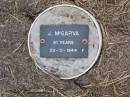 J. MCGARVA, female,
died 20-11-1944 aged 81 years;
Ma Ma Creek Anglican Cemetery, Gatton shire