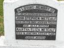 John Stephen METCALF, husband father,
died 25 Feb 1952 aged 68 years;
Martha Eliza METCALF, mother,
died 16 June 1966 aged 80 years;
Ma Ma Creek Anglican Cemetery, Gatton shire