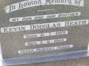 Kevin Douglas HEATH, son brother,
born 31-7-1929 died 3-9-1984;
Ma Ma Creek Anglican Cemetery, Gatton shire