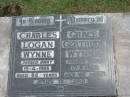 Charles Logan WYNNE,
died 19-4-1986 aged 95 years;
Grace Gertrude WYNNE,
died 17-8-1982 aged 92 years;
Maclean cemetery, Beaudesert Shire