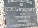 Thomas WHEATLEY,
died 23 Aug 1982 aged 67;
Maclean cemetery, Beaudesert Shire