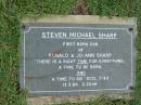Steven Michael SHARP,
first son of Ronald & Jo-Ann SHARP,
born died 13-3-84 2.20am;
Maclean cemetery, Beaudesert Shire