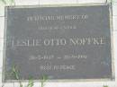 Leslie Otto NOFFKE,
28-3-1927 - 10-9-1991;
Maclean cemetery, Beaudesert Shire