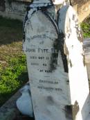 John Fyfe REA, died 19 Oct 1920 aged 62 years;
Marburg Anglican Cemetery, Ipswich