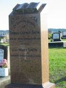 Thomas Lormer SMITH, 24 May 1854 - 19 Feb 1931;
Mary SMITH, 3 Jan 1860 - 5 June 1942;
Marburg Anglican Cemetery, Ipswich