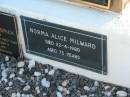 Ludwig W. LINNING, 27-4-1878 - 10-12-1955;
Violet H. LINNING, 22-3-1882 - 13-7-1965;
Annie HECK, 21-11-1888 - 6-8-1976;
their sons and daughters;
Norma, 12-9-1904 - 22-4-1980;
Ronald, 3-5-1906 - 17-11-1967;
George, 9-4-1907 - 11-9-1991;
Ralph, 30-8-1908 - 4-4-1977;
Dudley, 11-4-1911 - 31-7-1969;
May, 21-3-1913 - 29-11-1993;
Basil, 8-7-1918 - 26-4-2000;
also;
Alfred Henry MILWARD, died 18-5-1970, aged 70 years;
Ronald Frederick LINNING, 3 May 1906 - 15 Nov 1967;
Norma Alice MILWARD, died 22-4-1980 aged 75 years;
Marburg Anglican Cemetery, Ipswich