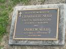 Charlotte AULD, nee SCARBOROUGH,
17-6-1873 - 30-8-1929;
Andrew AULD,
31-7-1869 - 20-9-1937;
Marburg Lutheran Cemetery, Ipswich