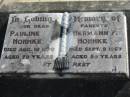 parents;
Pauline HOHNKE,
died 16 Aug 1970 aged 79 years;
Hermann F. HOHNKE,
died 9 Sept 1967 aged 89 years;
Marburg Lutheran Cemetery, Ipswich