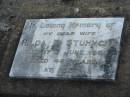 Hilda E. STUHMCKE, wife,
died 17 June 1958 aged 46 years;
Marburg Lutheran Cemetery, Ipswich