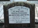 Bertha SPRENGER, wife,
died 17 Sept 1954 aged 78 years;
A.M.? Wilhelm SPRENGER, father,
died 26 July 1965 aged 92 years;
Marburg Lutheran Cemetery, Ipswich