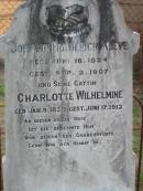 Johann Friederich KLEVE,
born 16 June 1824 died 2 Sept 1907;
Charlotte Wilhelmine,
born 9 Jan 1925 died 17 June 1912;
Marburg Lutheran Cemetery, Ipswich