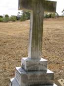 John LEANE,
died 24 July 1920 aged 84 years;
Honora LEANE,
wife,
died 25 July 1939 aged 100 years;
Meringandan cemetery, Rosalie Shire
