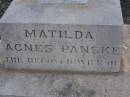 Matilda Agnes PANSKE,
wife of August PANSKE,
native of Germany,
died 19? Oct 1902 aged 47? years;
Meringandan cemetery, Rosalie Shire