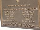 Maria Agnes GARSKE,
died 16-12-1961 aged 87 years;
Albert Stephen GARSKE,
died 5-1-1956 aged 89 years;
Meringandan cemetery, Rosalie Shire