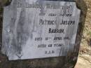 Patrick Joseph BARRON,
father,
died 15 April 1941 aged 68 years;
Meringandan cemetery, Rosalie Shire