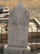 Detlef Nicolaus Wilhelm KANN,
native of Holstein Germany,
born 8 DEC 1831,
died 12 Oct 1901;
Anna KANN,
wife,
native of Holstein Germany,
died 1 Oct 1912 aged 77 years;
Meringandan cemetery, Rosalie Shire