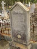 Gottfried LOWIEN,
husband,
native of Wafrsuhelm? Germany,
born Germany 14 April 1838,
died 9 March 1895;
Louise,
wife,
born 17 May 1844,
died 16 Sept 1927;
Meringandan cemetery, Rosalie Shire