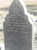Catherine TROUSDELL,
native of Delgany Wicklow Ireland,
died Gomoron 1 May 1896 aged 69 years;
Meringandan cemetery, Rosalie Shire