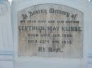 Gertrude May KLIBBE
b: 24 Jan 1889, d: 25 Nov 1937
Minden Zion Lutheran Church Cemetery