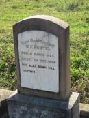 W F BEUTEL
geb 5 Mar 1823
gest 29 Oct 1905
MindenCoolana - St Johns Lutheran