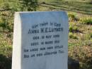 Anna M E LUTHER
geb 19 May 1866; gest 16 Marz 1921
MindenCoolana - St Johns Lutheran
