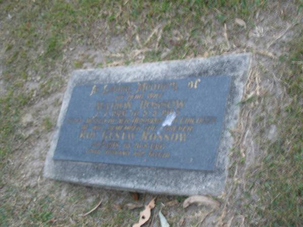 Marion ROSSOW,  | wife,  | 1-7-1926 - 5-5-1985,  | missed by husband & children;  | Roy Gustav ROSSOW,  | husband father,  | 25-2-1918 - 26-8-1997;  | Mooloolah cemetery, City of Caloundra  |   | 