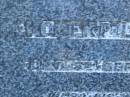 Robert LEACH,
died 5 Sept 1945,
Evelyn Millicent,
wife,
died 1 May 1949;
Mooloolah cemetery, City of Caloundra