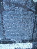 William LEACH,
died 1 Feb 1960 aged 81 years;
Emma LEACH,
died 17 Feb 1937 aged 61 years;
Mooloolah cemetery, City of Caloundra