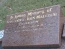 Alexander John Malcolm FERGUSON,
husband of Aileen,
died 8 July 1986 aged 71 years;
Mooloolah cemetery, City of Caloundra
