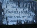 Daniel NISBET,
brother,
died 18 April 1987 aged 81 years;
Mooloolah cemetery, City of Caloundra