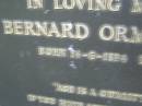 Bernard Ormond BAKER,
born 14-5-1894,
died 17-8-1976;
Eva May BAKER,
born 30-10-1893,
died 10-1-1977;
Mooloolah cemetery, City of Caloundra