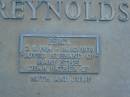 Percy REYNOLDS,
2-8-1914 - 16-10-1978,
husband of Mary Ethel,
father of Ruth & Julie;
Mooloolah cemetery, City of Caloundra