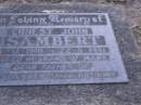 Ernest John ISAMBERT,
14-12-1910 - 22-5-1981,
husband of Mary,
father of Glenda, Patricia & Anthony;
Mooloolah cemetery, City of Caloundra