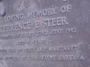 Terrence P. STEER,
accidentally killed 22 June 1982 aged 15 years,
son of Denis & Margaret,
brother of John, Wayne & Barbara;
Mooloolah cemetery, City of Caloundra
