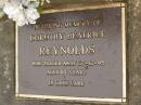 Dorothy Beatrice REYNOLDS,
died 27-12-95 aged 84 years;
Mooloolah cemetery, City of Caloundra