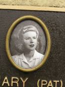 Eileen Mary (Pat) HICKEY,
died 18-10-1998 aged 79 years,
married Scarborough 1-1-1945,
wife of Ron,
mother of Kenneth, Dudley, David, Carolyn & Joanne;
Mooloolah cemetery, City of Caloundra