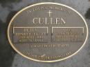 Betty CULLEN,
died 2 April 1999 aged 76 years;
John (Jack) McNeill CULLEN,
died 10-6-2003 aged 88 years;
Mooloolah cemetery, City of Caloundra