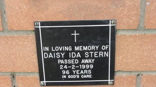 Daisy Ida Stern  | d: 24 Feb 1999, aged 96  |   | Mount Cotton St Pauls Lutheran Columbarium wall  |   | 