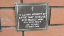 Effie May KRAUSE
d: 4 Aug 1994, aged 66
Mount Cotton St Pauls Lutheran Columbarium wall