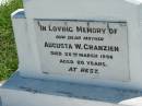Augusta W GRANZIEN
28 Mar 1956, aged 80
Mount Beppo Apostolic Church Cemetery