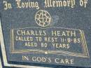 Charles HEATH
11 Sep 1985, aged 80
Mount Beppo Apostolic Church Cemetery