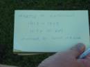 
Myrtle M. McPHERSON, 1913-1993, wife of Roy, mother of John, Megan;
Mt Mee Cemetery, Caboolture Shire
