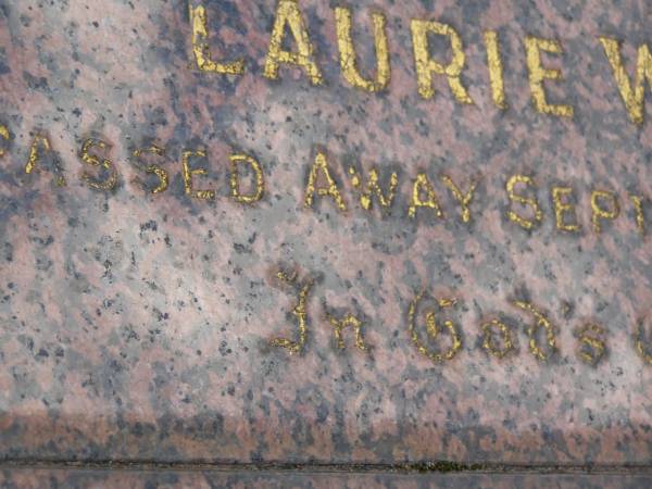 Laurie WOX,  | husband,  | died Sept 1983;  | Mudgeeraba cemetery, City of Gold Coast  | 