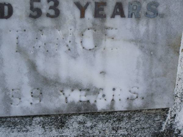 Ellen Amelia EUSTANCE,  | wife mother,  | died 27 Sept 1960 aged 53 years;  | Eric Norman EUSTANCE,  | died 17 Nov 1965 aged 59 years;  | Mudgeeraba cemetery, City of Gold Coast  | 