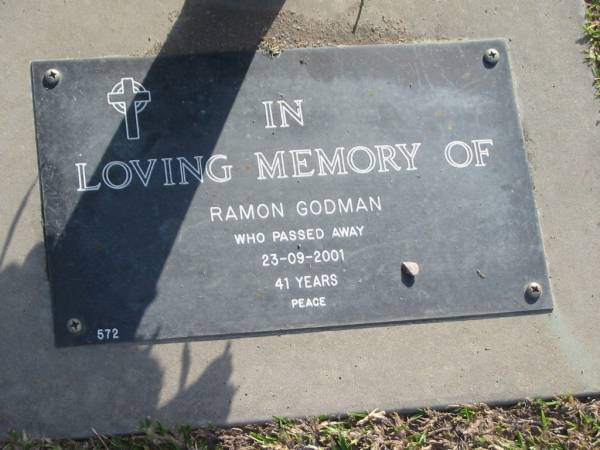Ramon GODMAN,  | died 23-09-2001 aged 41 years;  | Mudgeeraba cemetery, City of Gold Coast  | 