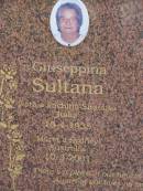 Giuseppina SULTANA,
born 10-4-1935 Pachino Siracusa Italia,
died 10-3-2001 Sydney Australia;
Sebastiano SULTANA,
born 23-5-1927 Pachino Siracusa Italia,
died 17-4-2001 Brisbane Australia;
Mudgeeraba cemetery, City of Gold Coast