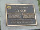 Gloria Edith LYNCH,
25-9-1927 - 11-4-2001,
wife of Bill,
mother nana;
William Leonard LYNCH,
19-3-1927 - 2-9-2001,
husband of Gloria,
father gramps;
Mudgeeraba cemetery, City of Gold Coast