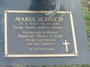 Maria SCHUCH,
25-3-1911 - 11-11-2005,
wife of Wenzel,
mama of Josef, Ferdo & Edward;
Mudgeeraba cemetery, City of Gold Coast